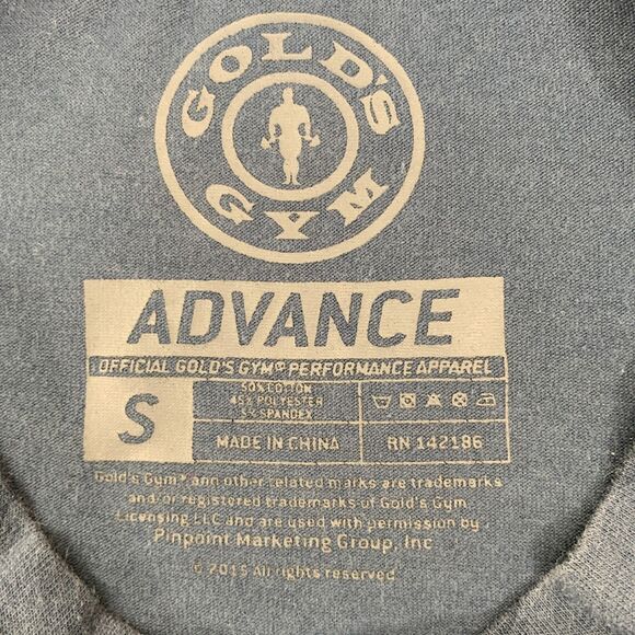 Gold's Gym T Shirt Adult Small Advance Performance Apparel Camo Blue Stretch - Picture 6 of 10